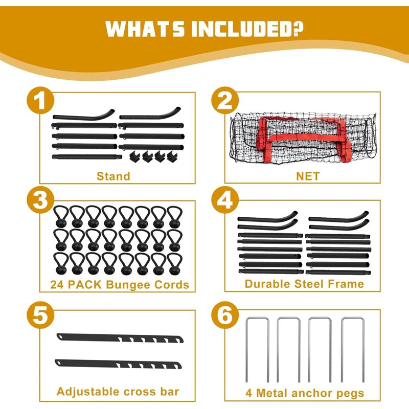Adjustable Volleyball Rebounder Net - Portable 7x4 FT Practice Equipment for Volleyball, Lacrosse, Baseball, Soccer