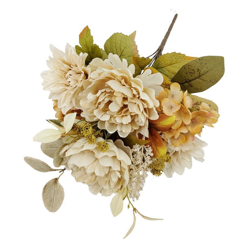 Artificial Peony and Dahlia Bouquet - Cream Indoor Floral Decor, 18.5in