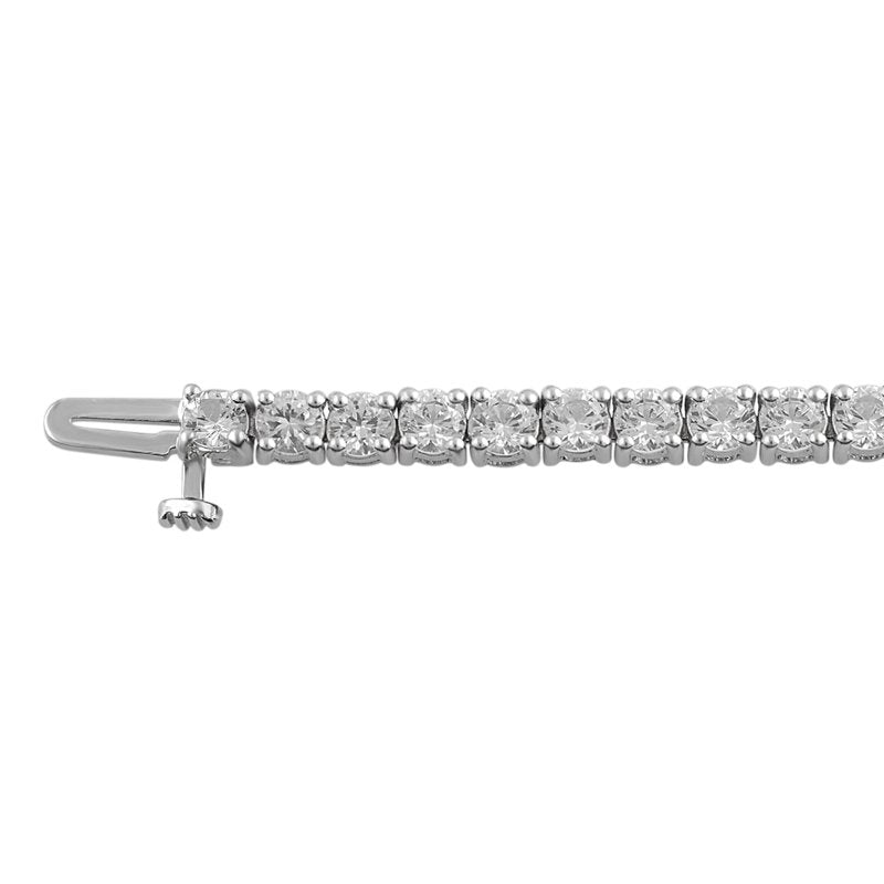 White Sapphire Silver Tennis Bracelet 7.5 Inch Over Brass Jewelry
