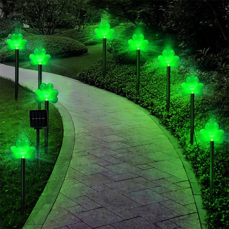 Outdoor St Patrick's Day Solar Pathway Lights - Lucky Sign Garden Decor