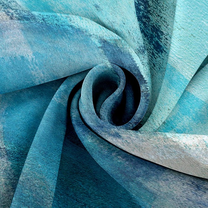 Modern Abstract Kitchen Valance Curtains - Turquoise Grey Window Treatment 18x52 inches