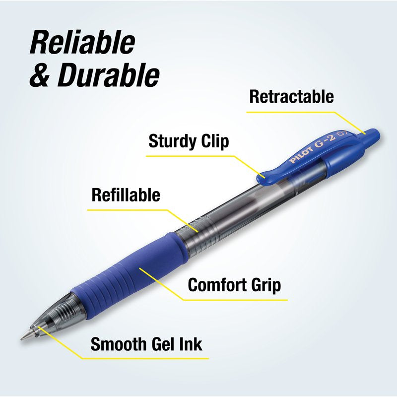 Gel Pen Set - Fine Point Black and Blue Ink, 10 Pack