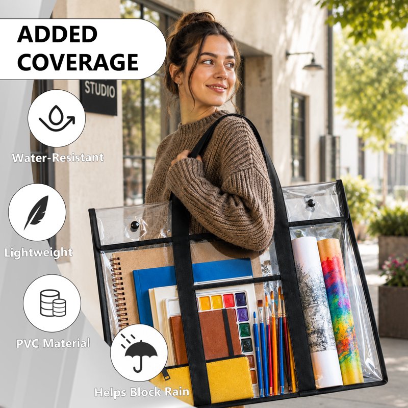 Large Art Portfolio Bag 2 Pack - 30 x 24 Inch Poster Storage with Handle & Front Pocket