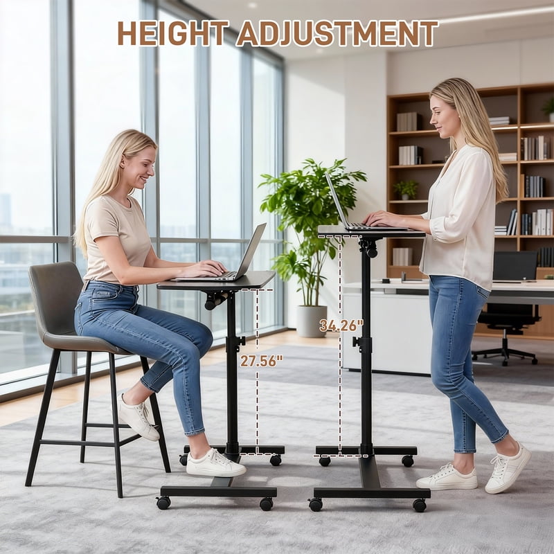 Adjustable Laptop Desk Stand with Wheels for Bed Sofa and Office