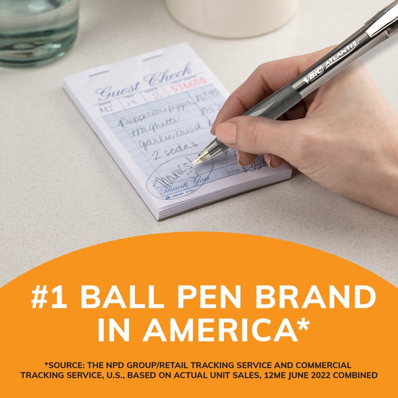 Ballpoint Pen Set - Black Retractable Medium Point 1.0mm, 12 Pack