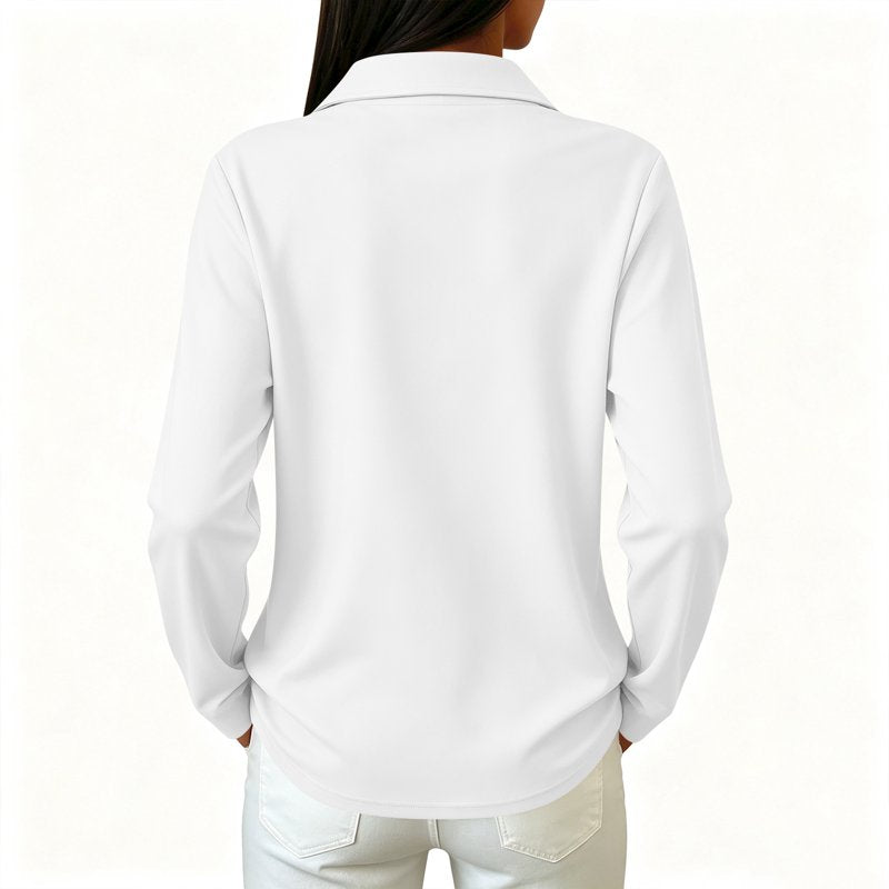 Women's Long Sleeve Polo Shirts with Side Slits - Business Casual Golf Top