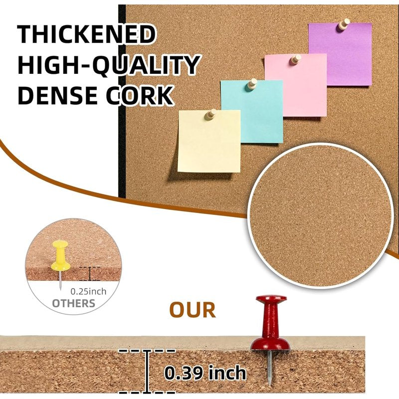 Wall Cork Board and Whiteboard Combo with Wooden Frame - Office & School Organizer