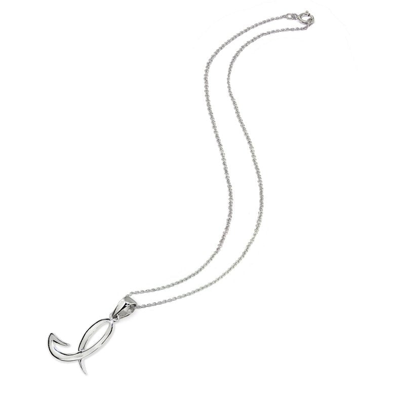 Personalized Letter Initial Pendant Necklace Sterling Silver 18-inch Chain
