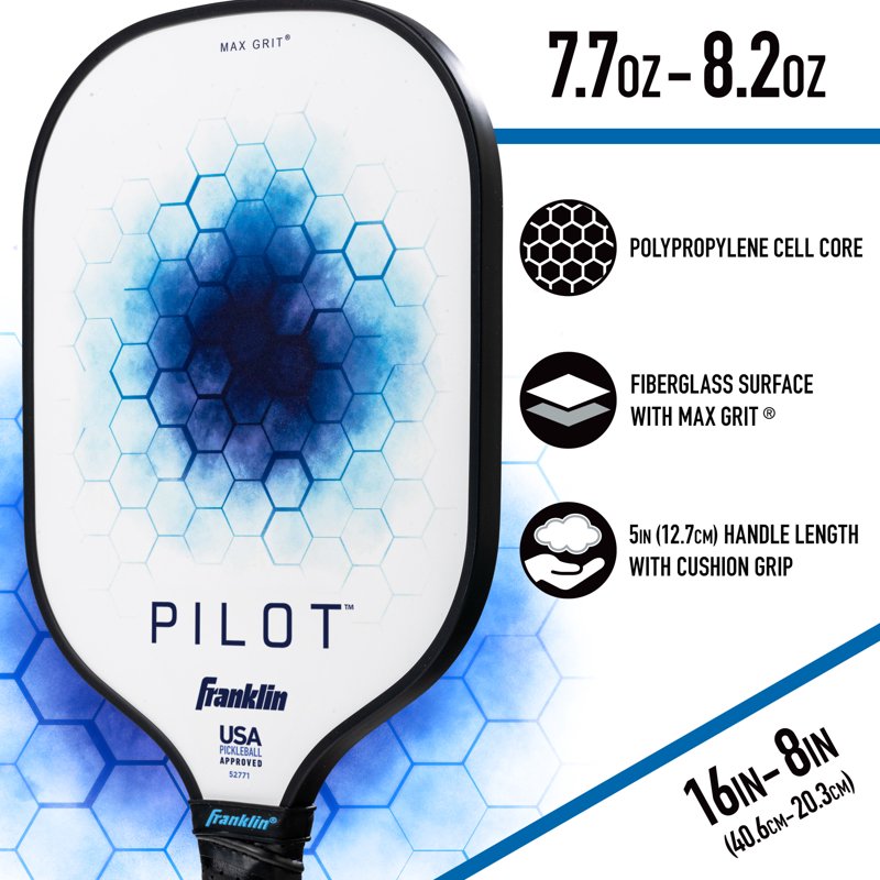 Blue/Green Franklin Pilot Paddleball Set - 2 Paddles + 4 USAPA-Approved X-40 Balls