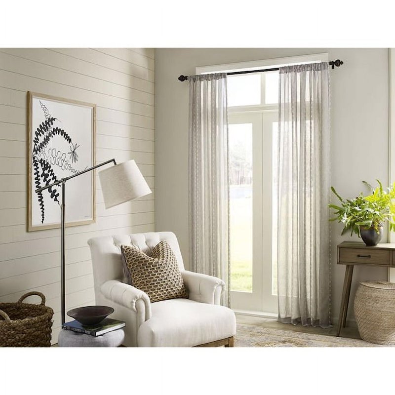 84-Inch Tan Polyester Semi-Sheer Curtain Panel with Grommet Top