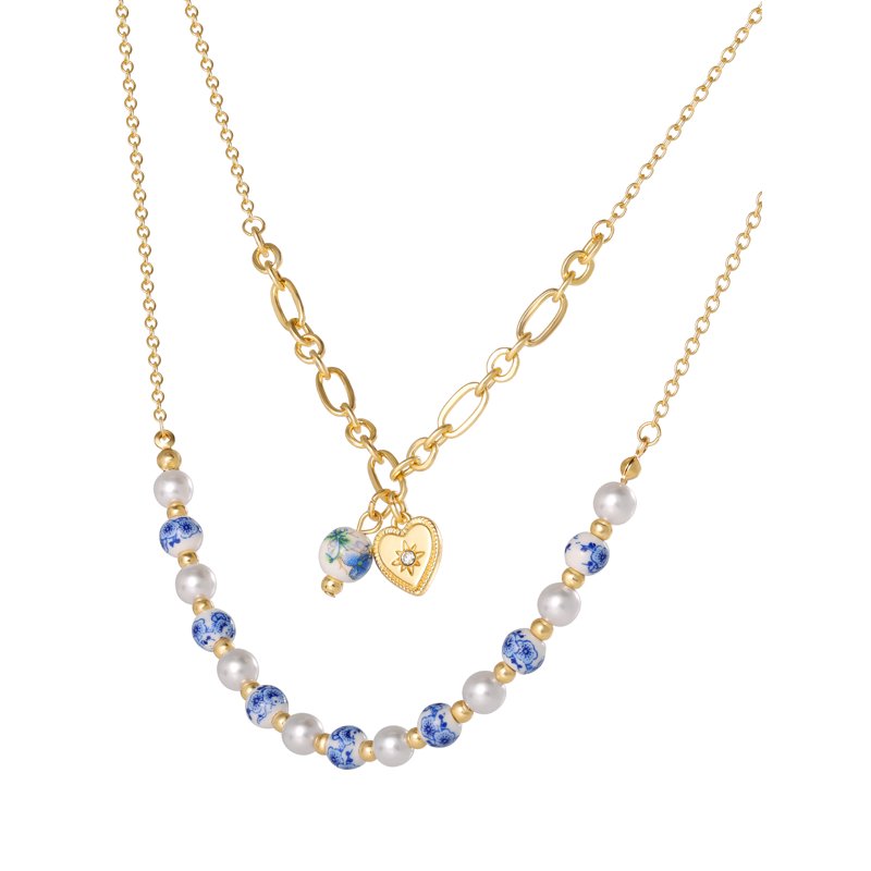 Layered Women's Flower and Heart Accent Necklace – Adjustable, Lightweight Jewelry