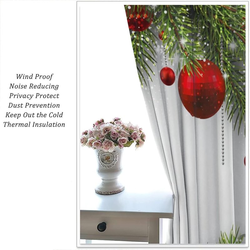 Christmas Holiday Curtains with Pine Fir Tree Print Blackout 2 Panels 42x63 Inches