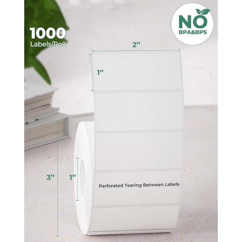 Thermal Shipping Labels 2x1 Inch - Self-Adhesive Barcode Address Stickers, 1000 Sheets