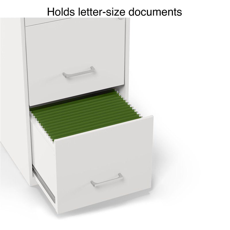 Locking 3-Drawer Vertical File Cabinet for Office Documents - White