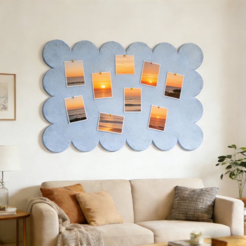 Foldable Felt Bulletin Board 24x16 Inches with Scalloped Edge for Wall Office Dorm