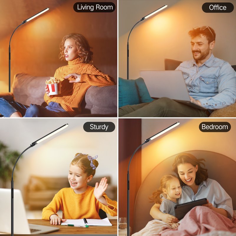 Adjustable LED Floor Lamp with Remote & Touch Control for Living Room & Bedroom