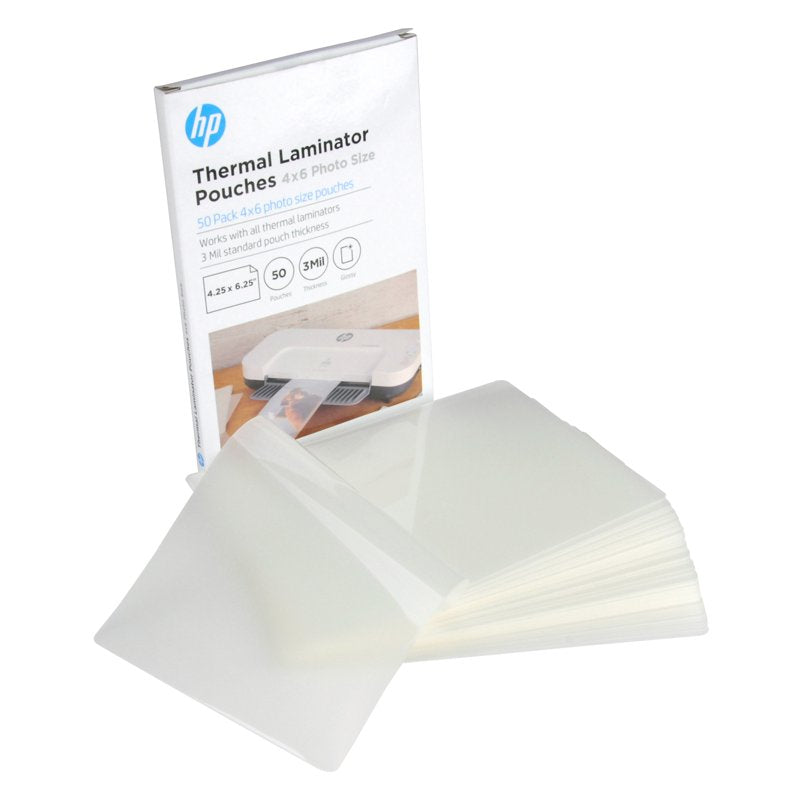 HP 4x6 Photo Laminating Pouches - Glossy Finish, 50 Pack