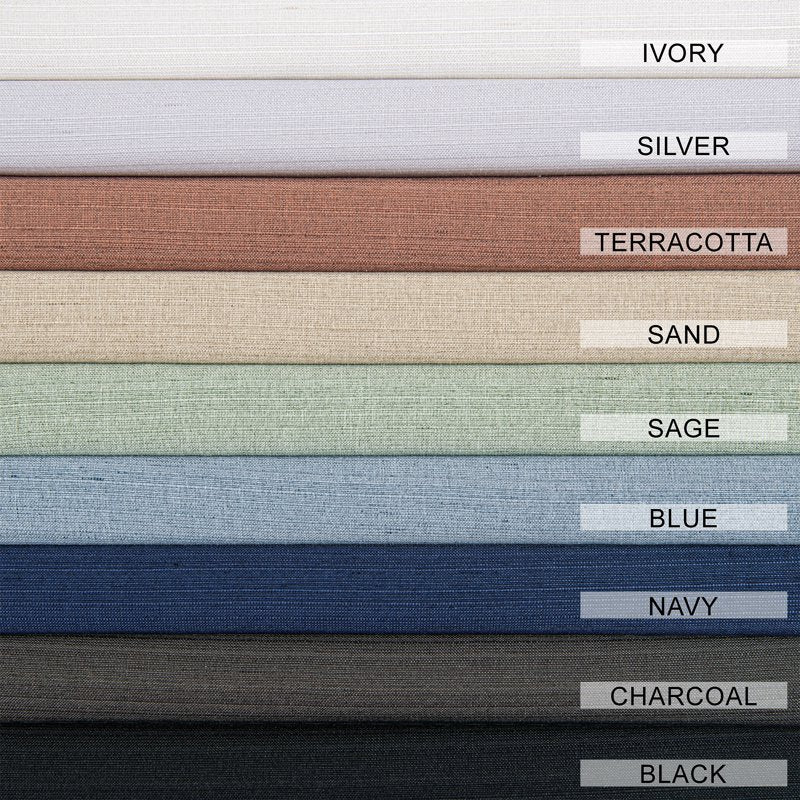 Blackout Linen Curtain Set 2 Panels - Textured Room Darkening & Insulation