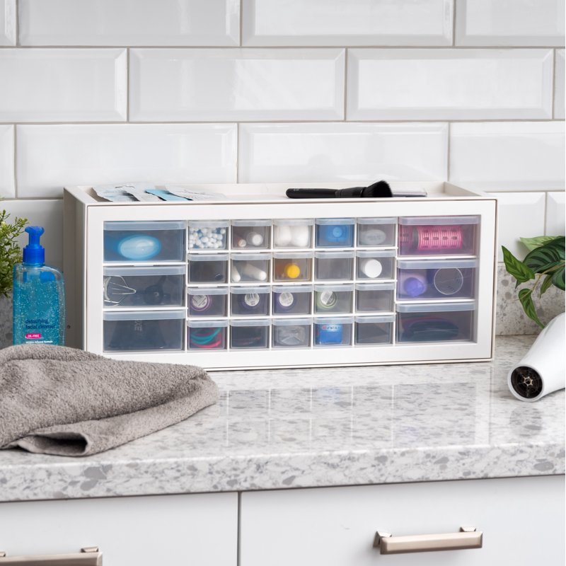 Stackable 26-Drawer Plastic Storage Cabinet for Crafts Hardware Organization