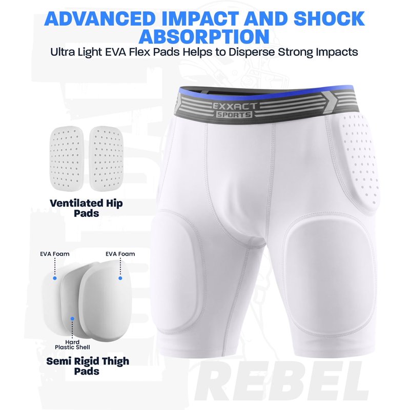 Youth Football Girdle with Pads and Cup Pocket - Padded Compression Shorts