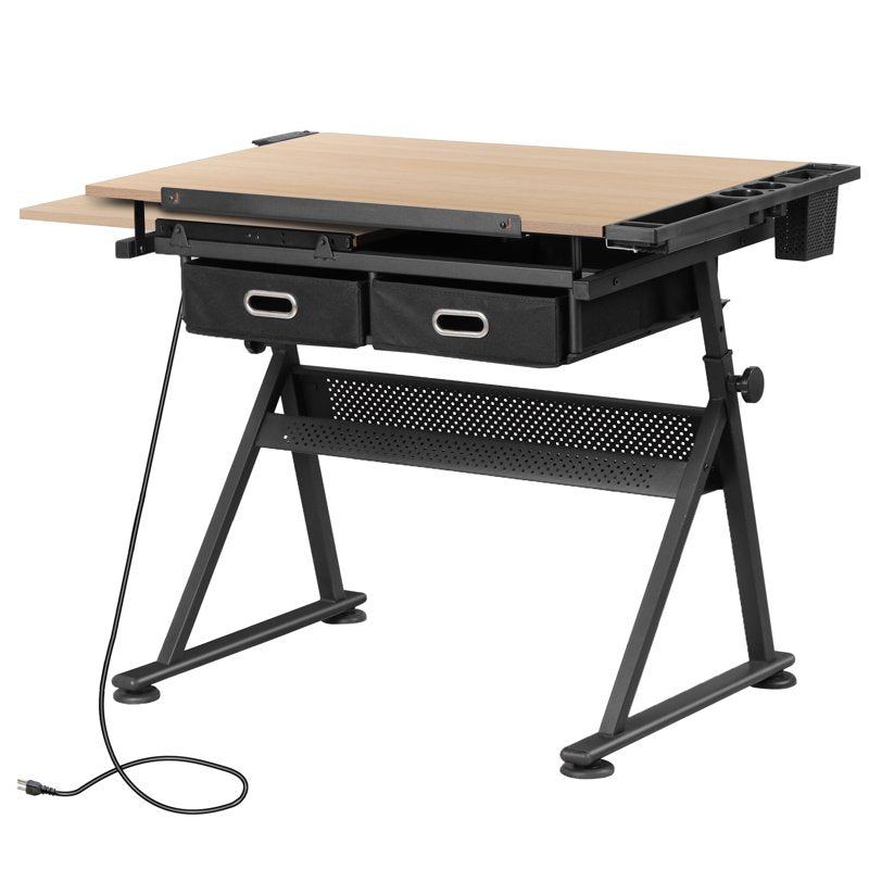 Adjustable Drafting Table Art Desk with Steel and Wood Construction - Multiple Colors