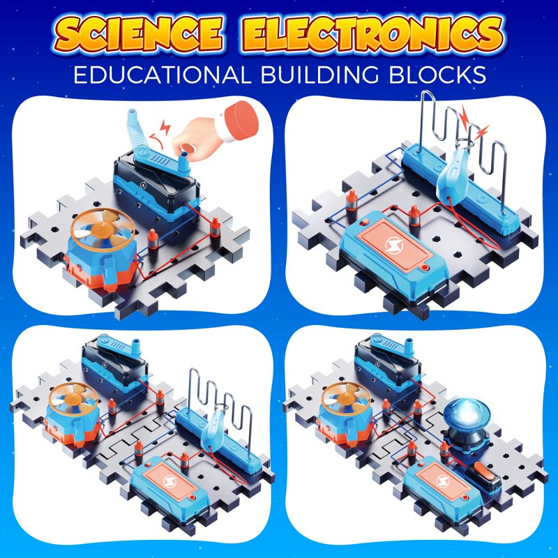 Kids STEM Science Kit with Circuit Board Light & Music - Electronics Exploration Toy for Ages 8+