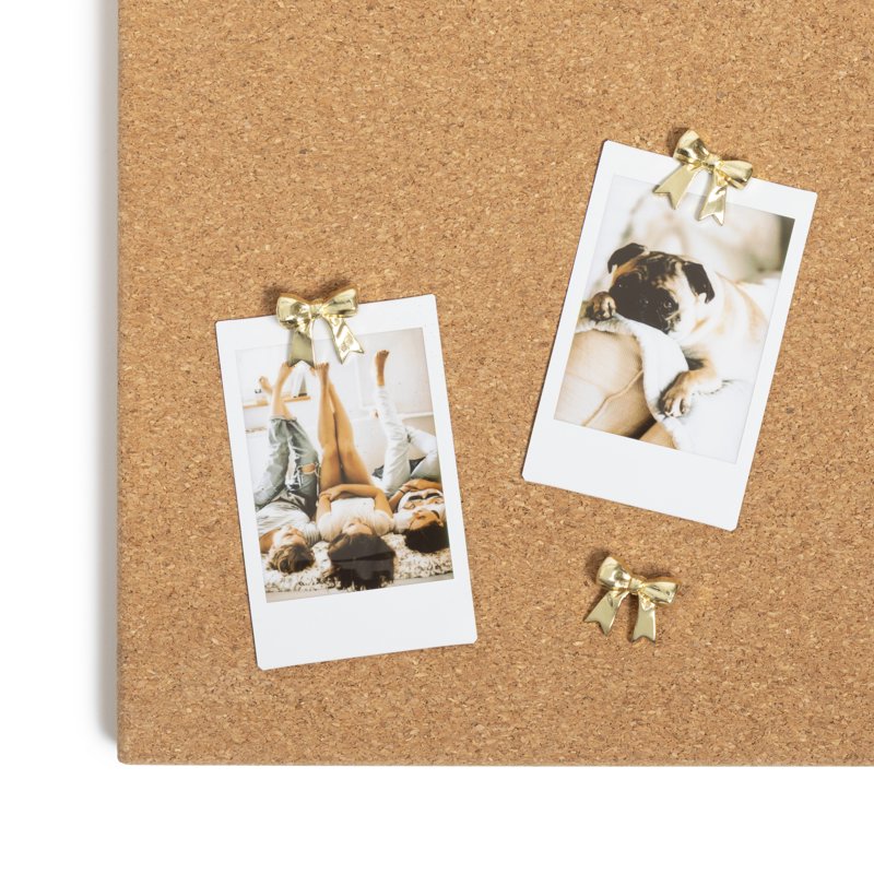 Gold Ribbon Push Pins Set of 8 for Bulletin Boards and Corkboards
