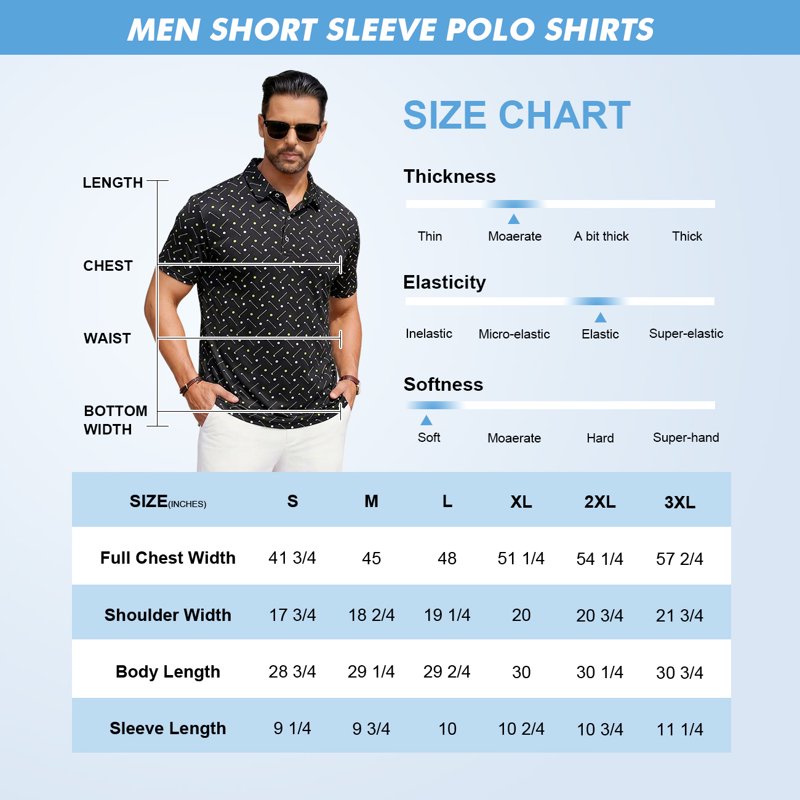 Men's Novelty Print Golf Polo Shirt - Quick Dry, Moisture Wicking Athletic Top