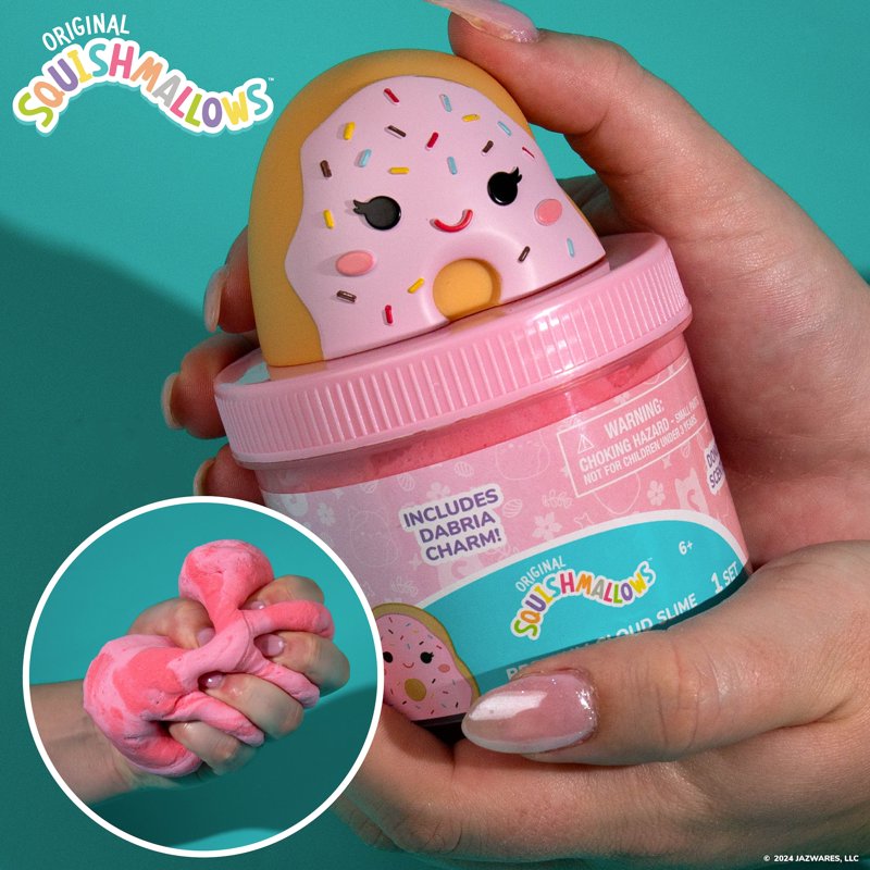 Donut Scented Cloud Slime with Tinsel & Charm - 8oz, Pre-Made, Pink & Blue