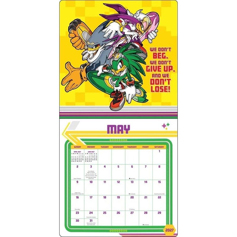 Sonic the Hedgehog 2027 Wall Calendar - 12-Month Video Game Planning