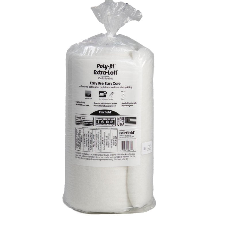 Poly-Fil Extra-Loft Quilt Batting 90x108 Inches for Quilting & Craft Projects