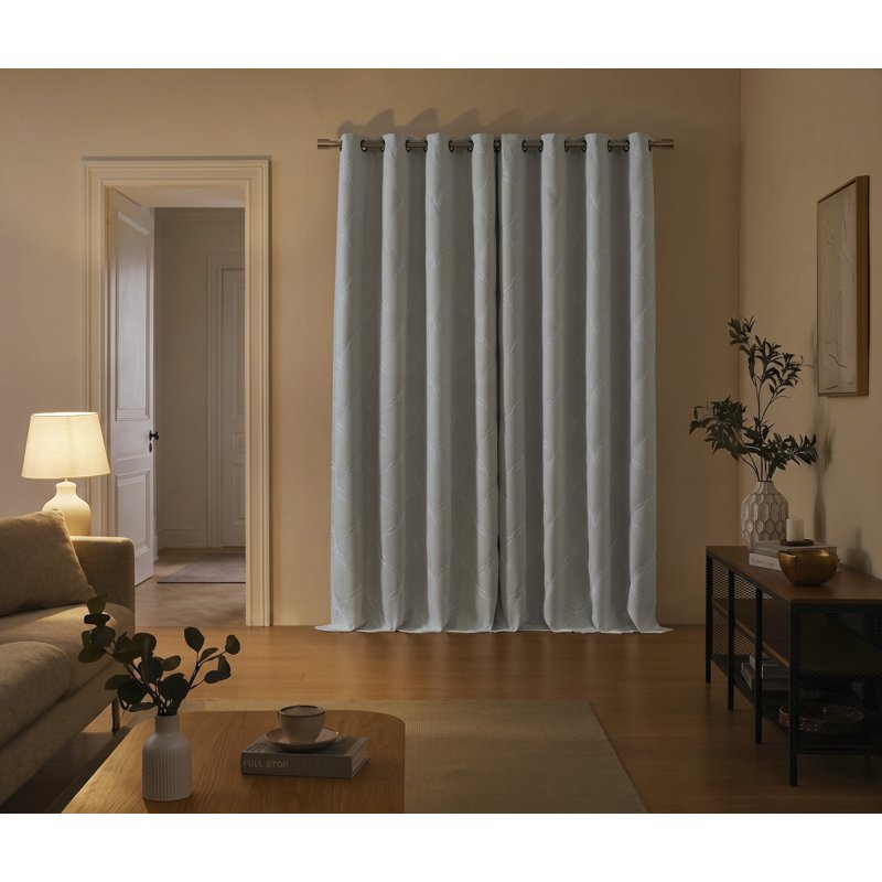 Blackout Curtains with Embroidery - Room Darkening Window Drapes 50x84