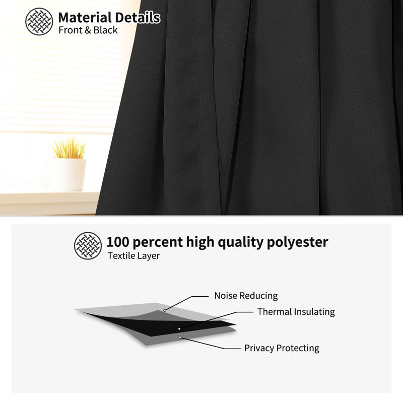 Blackout Window Curtain Panel - Solid Polyester Room Darkening Drapes
