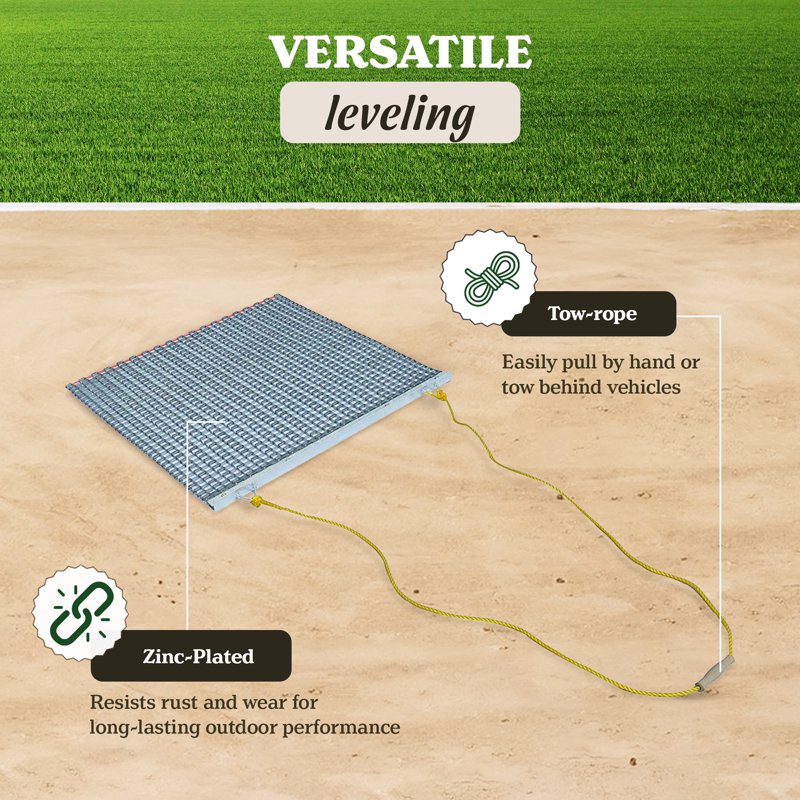 Surface Leveling Lawn Drag Mat - Heavy-Duty Steel Mesh for Gravel Soil 3x5 ft