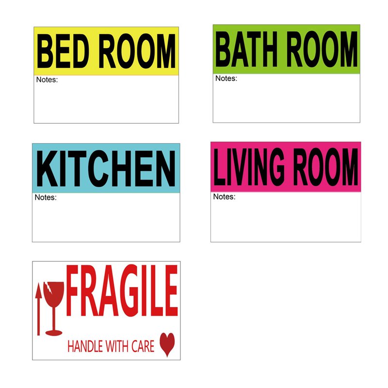 Home Moving Labels 300 Pack - 3x2 Inch Color Coded Adhesive Stickers for Boxes