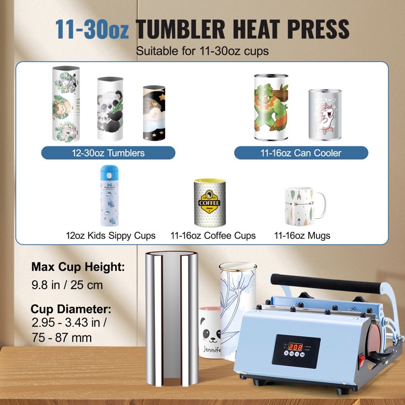 11-30oz Tumbler Heat Press Machine for Sublimation with Accessories