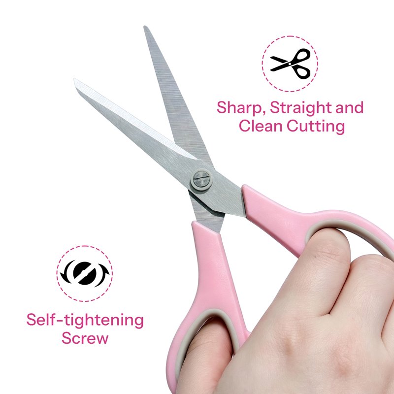 4 Pack Pink Scissors Set - All-Purpose 8in Heavy-Duty with Comfort Grip Handles