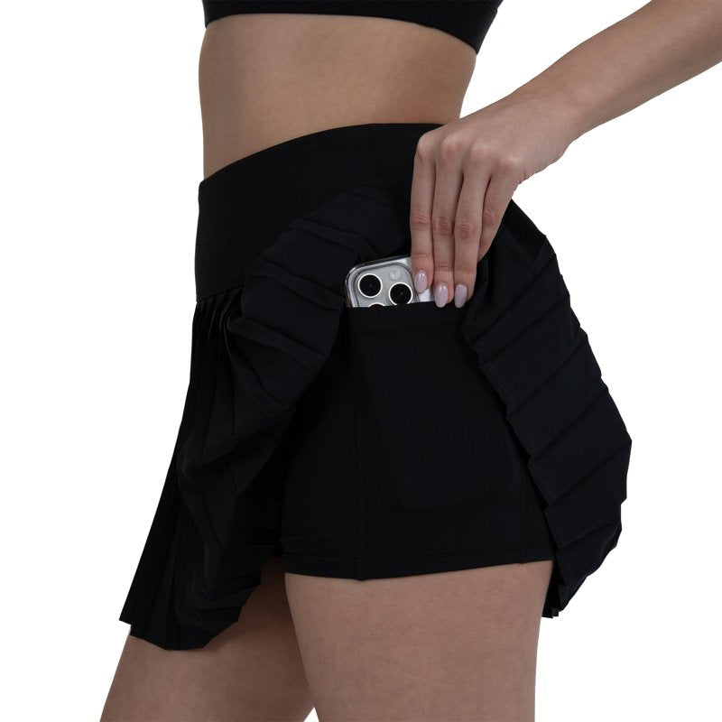 Women's Pleated Tennis Skirt with Built-In Shorts - High Waist, Breathable Activewear
