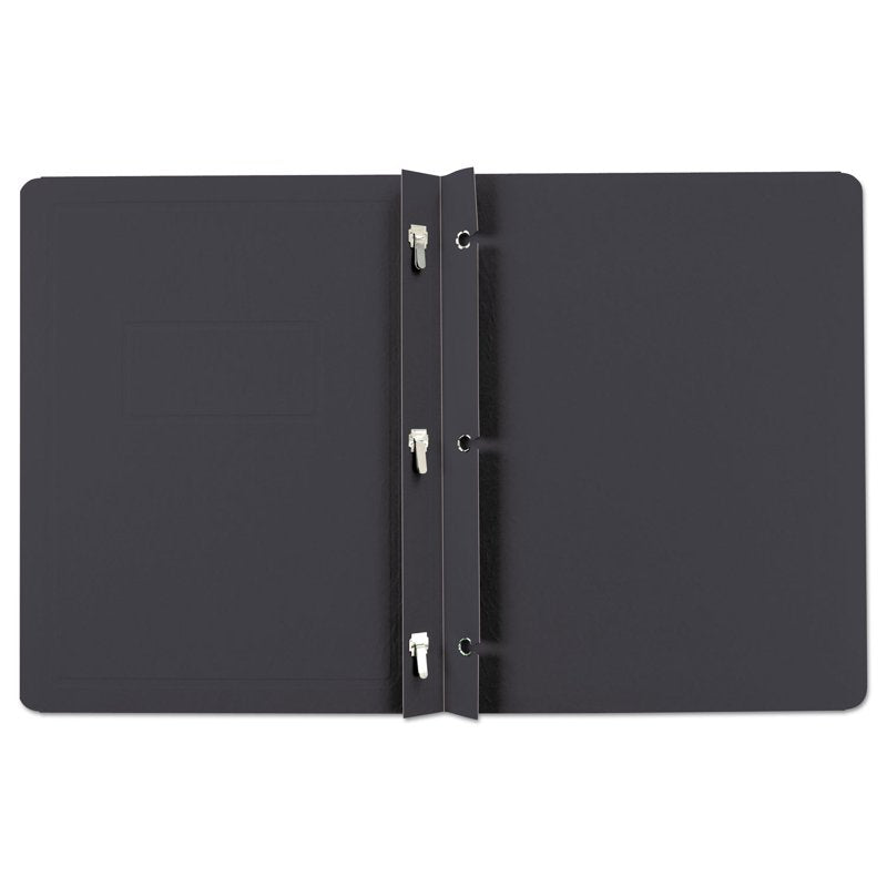 Office Report Cover with Embossed Border, 3-Prong Fastener, 8.5 x 11, Black, Pack of 25