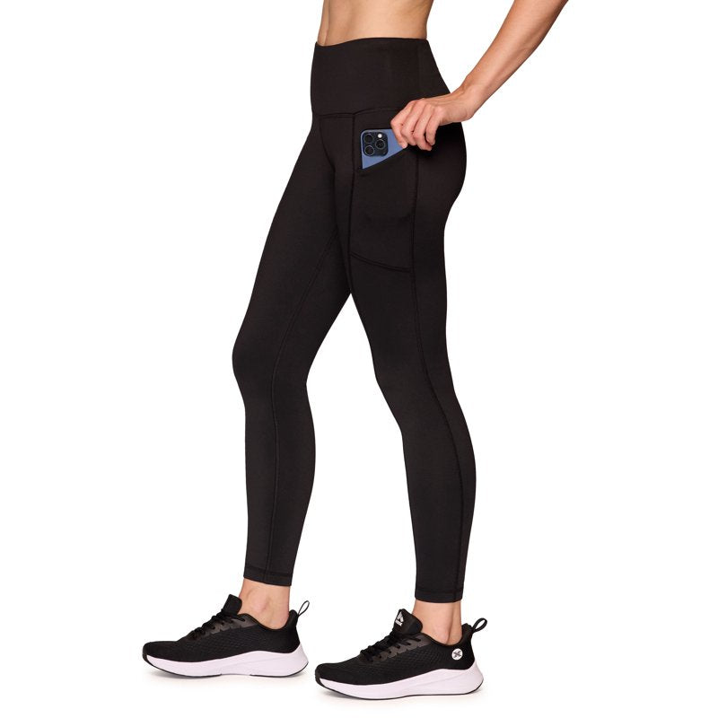 Women's Fleece Lined Active Leggings with Zipper Pocket - High Waist, Four-Way Stretch