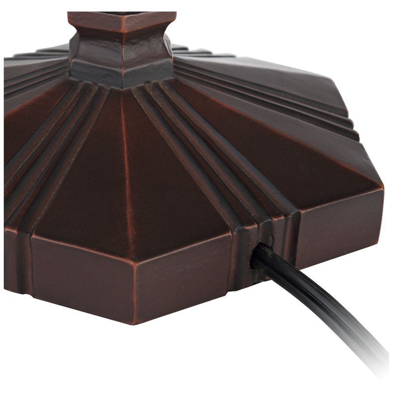 Traditional Tiffany Style Mission Accent Table Lamp - Bronze & Art Glass Shade