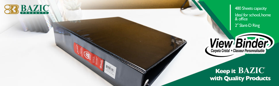 Heavy-Duty 3-Ring View Binder with Slant D-Rings, Holds 480 Sheets, Assorted Colors
