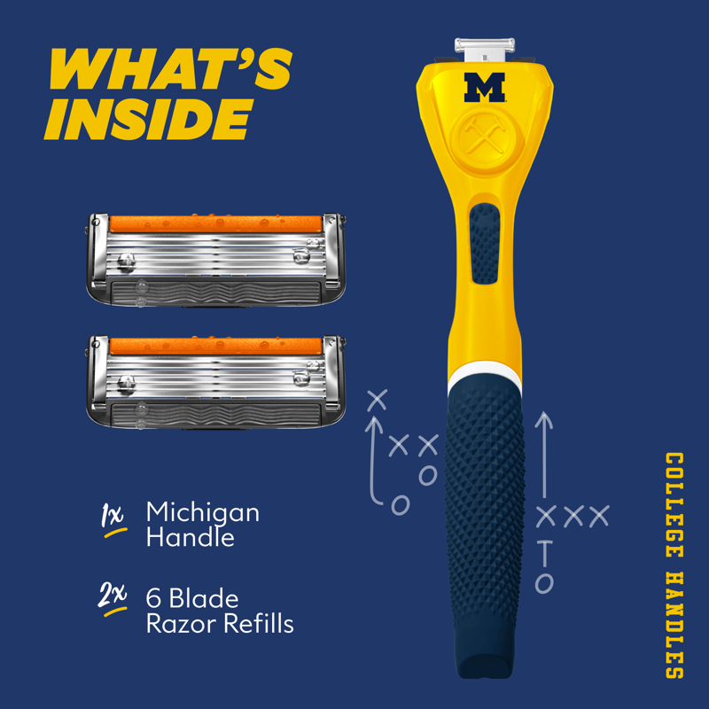 Men's Razor Starter Set with Handle & Refills - Michigan Wolverines Colors