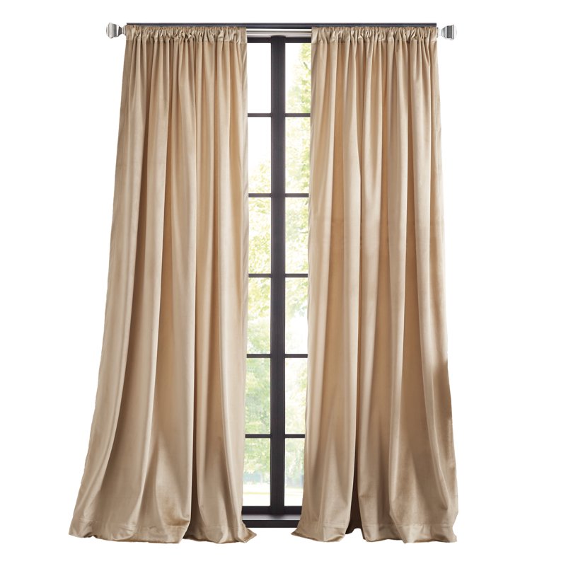 Velvet Curtain Panel Pair - Room Darkening Linen 50x63 Inches, Back Tab