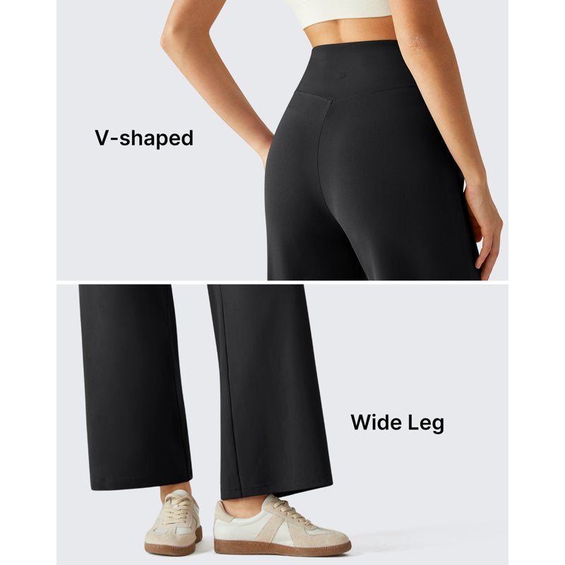 Women's High Waist Wide Leg Yoga Pants with Pockets - Soft Stretch Lounge Activewear