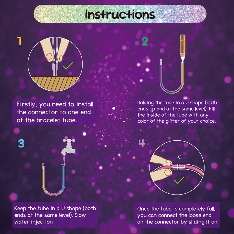 Glow-in-The-Dark Glitter Bracelets Craft Kit for Kids - Make 12 Jewelry Sets