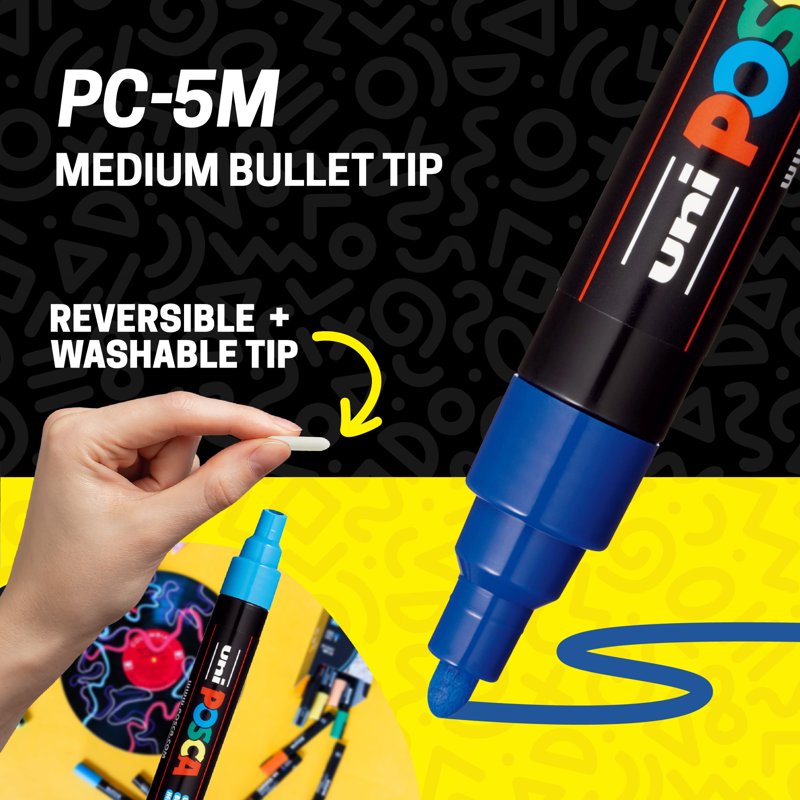 Water-Based Paint Markers Set with Reversible Medium Tips - 8 Cool Tones