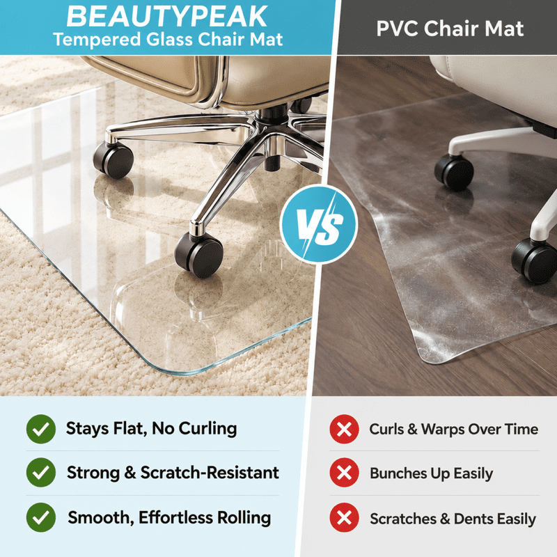 Tempered Glass Office Chair Mat for Carpet & Hard Floors - 36x46 Inches