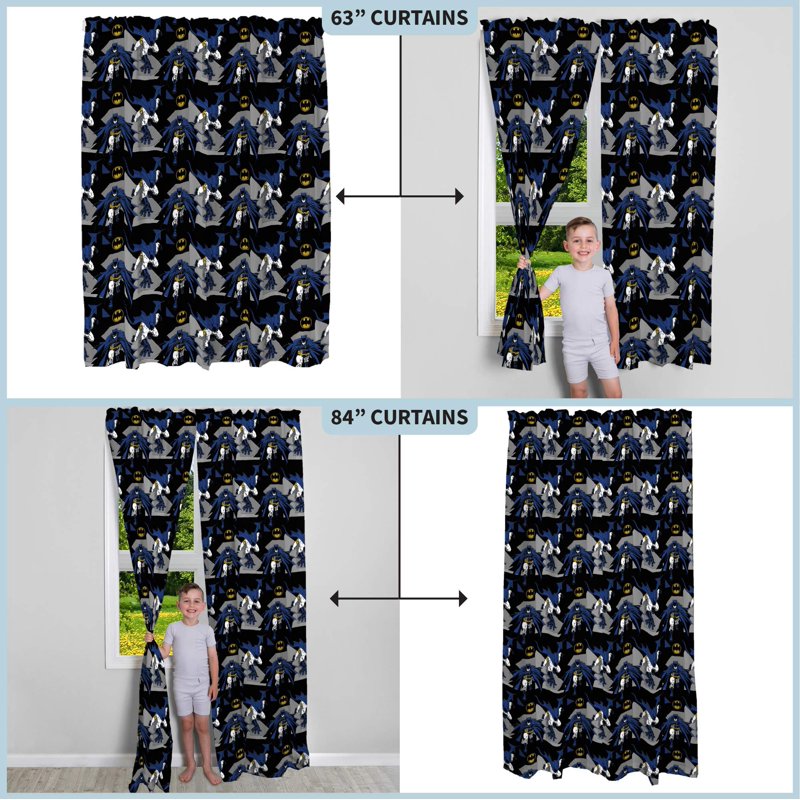 Batman Kids Curtains 82 x 63 in - Gotham Blues Drapes Set