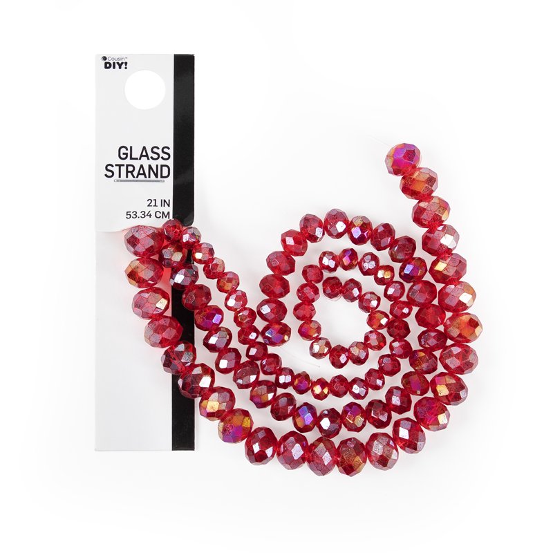 Red AB Glass Rondelle Beads 3 Strand Jewelry Making Supplies 4/6/8mm - 88 Pieces